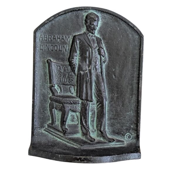 Antique 1923 Abraham Lincoln Bookends by A.M. Greenblatt Bronze Cast Iron - Picture 3 of 8